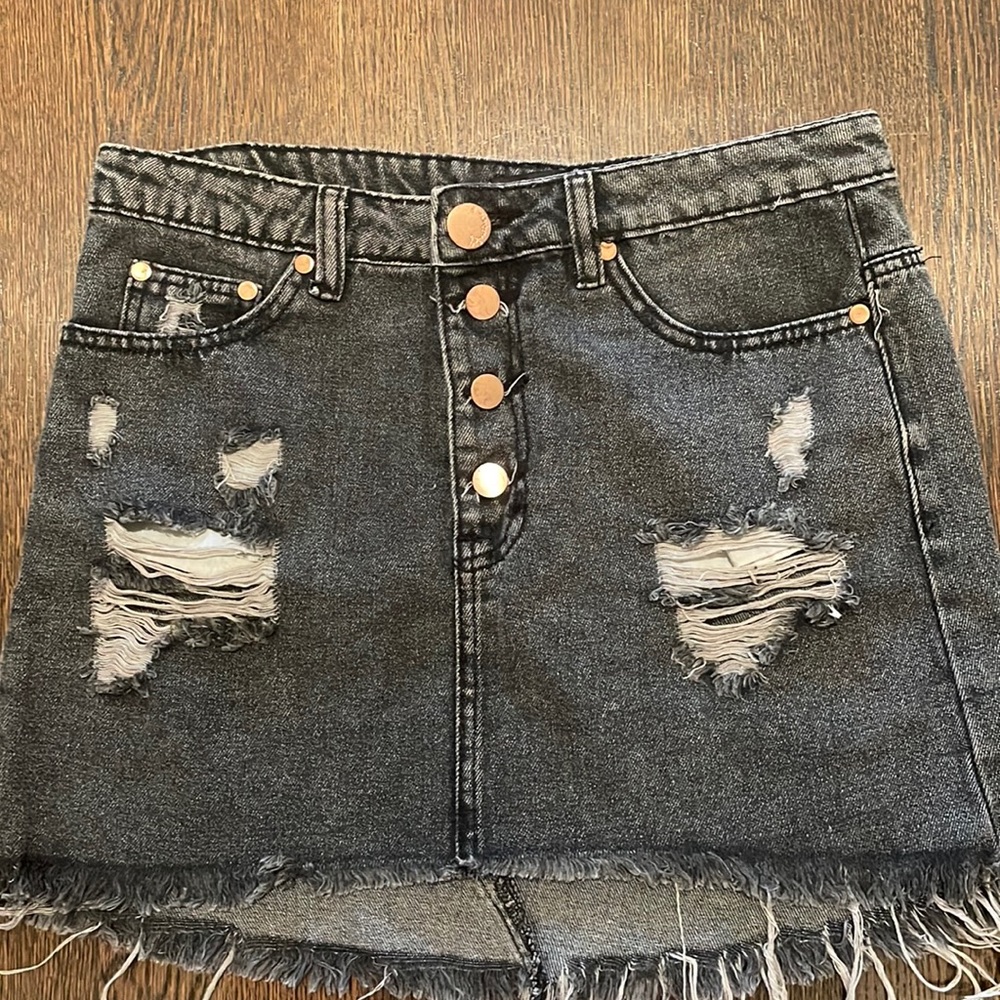 WORN ONCE. Charcoal Jean skirt